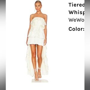 Revolve, WeWoreWhat White Tiered high low Ruffle Dress Size 6